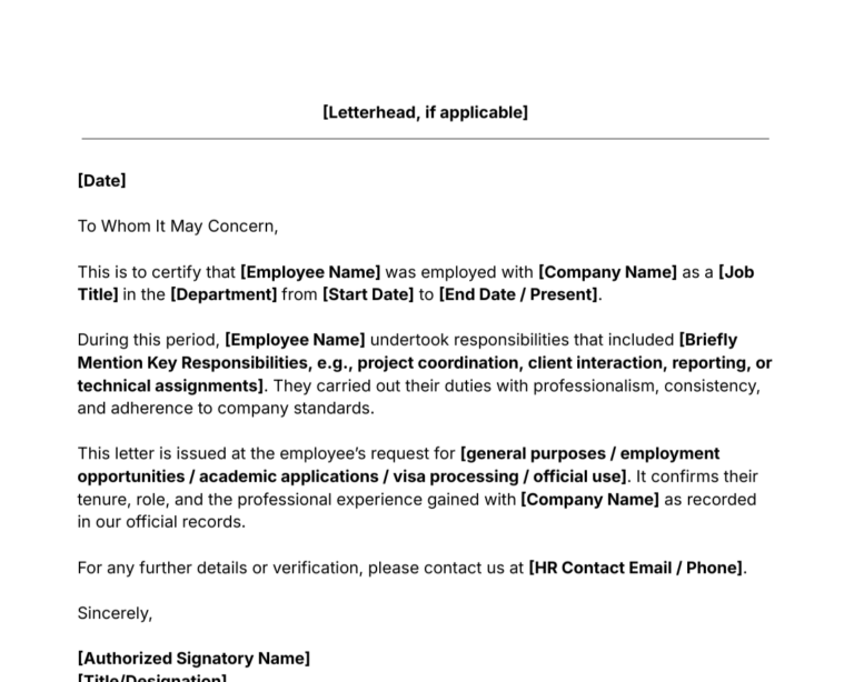 experience letter template thumbnail