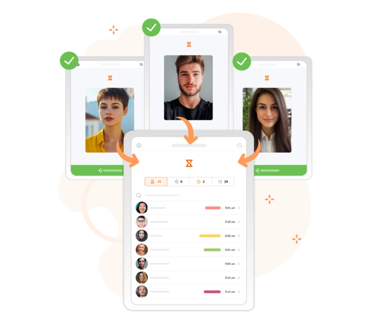 Registrando entrada pelo quiosque de presença compartilhado do Jibble