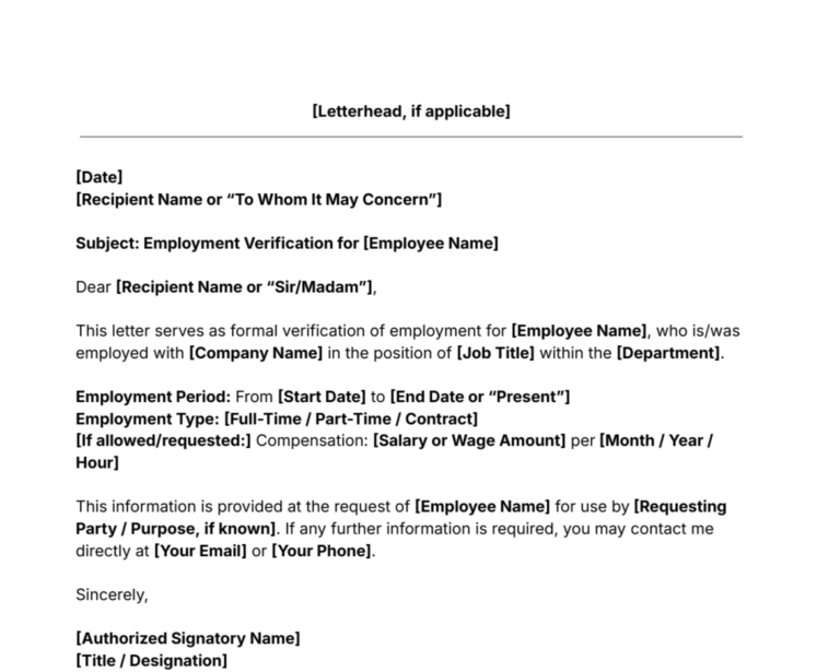 employment verification letter template thumbnail