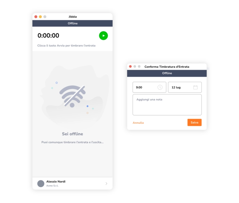 Rilevazione delle presenze offline