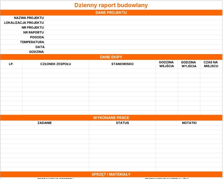 Dzienny raport budowy - wzór do pobrania za darmo.