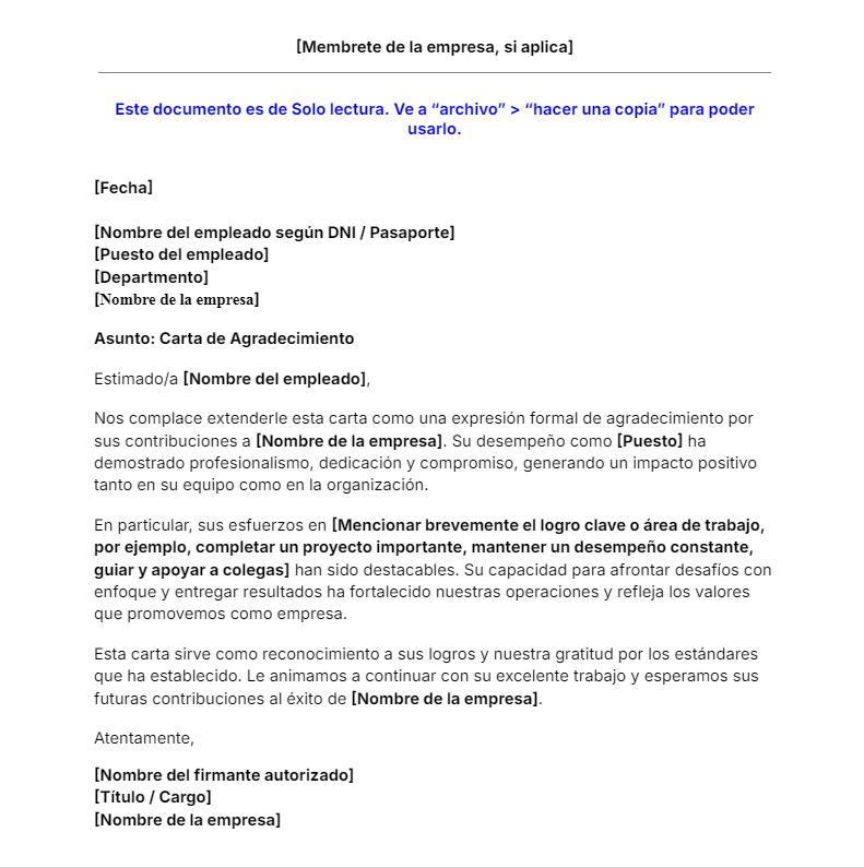Plantilla carta de agradecimiento. Descarga gratuita 