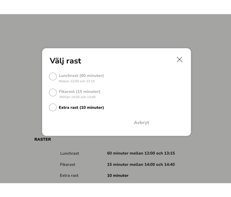 Anpassa anställdas pauser enligt aktuell arbetsschema.