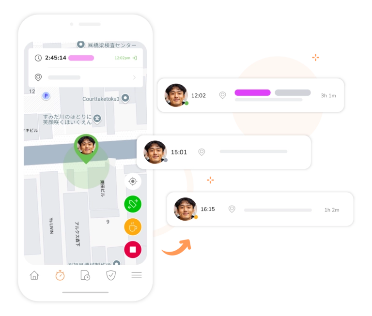 打刻した位置情報を記録する効率的な勤怠ツール