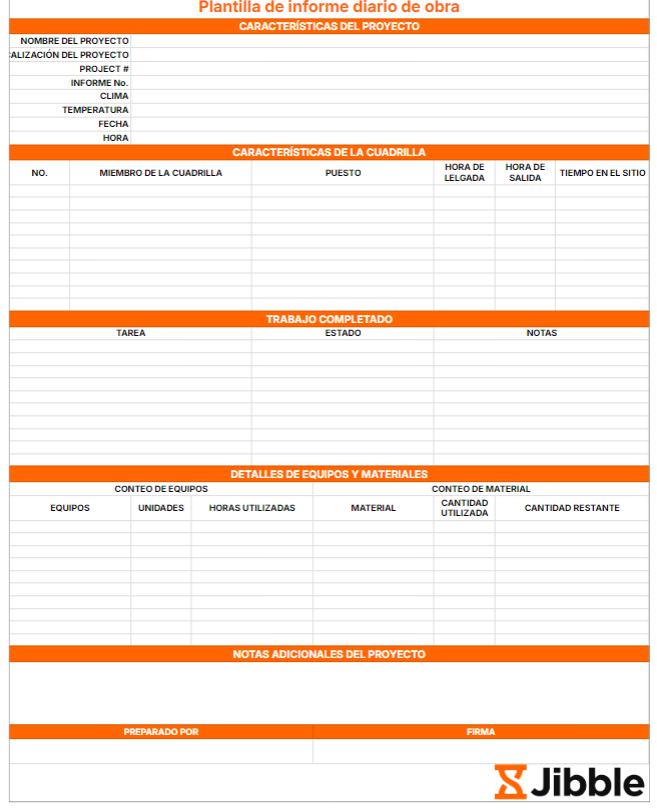 informe diario construccion