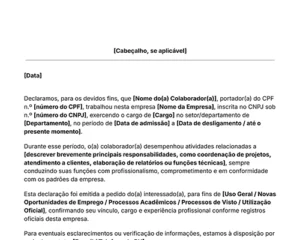 ícone do modelo de declaração de experiência profissional