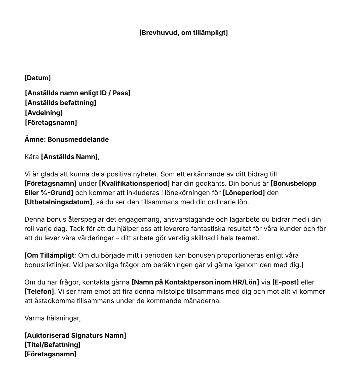 Ladda ner Jibbles mall för meddelande om bonus