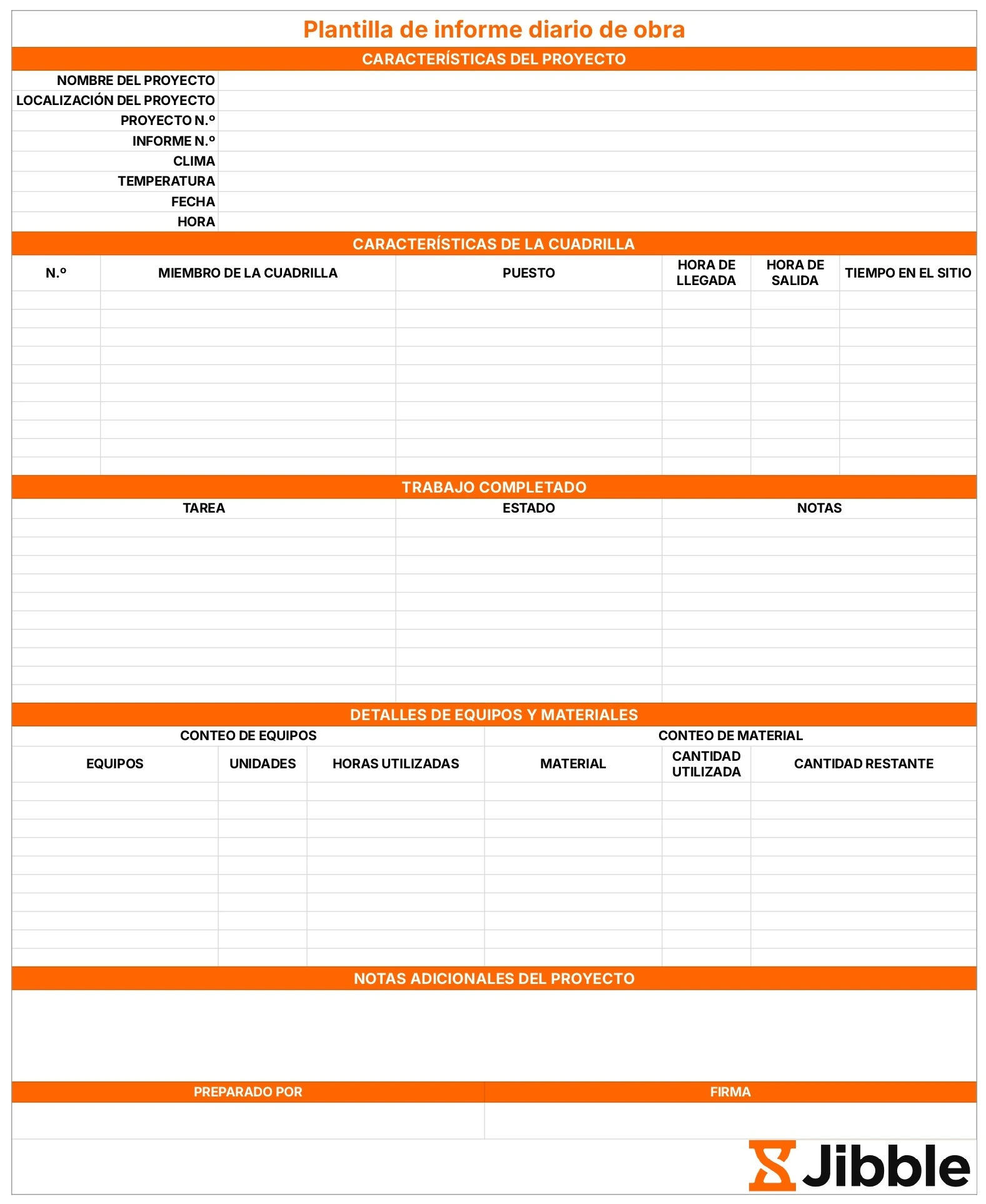 informe diario construccion
