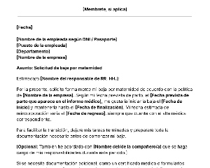 portada Plantilla de carta de baja por maternidad