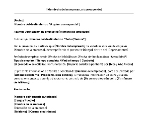 portada Plantilla de carta de verificación laboral