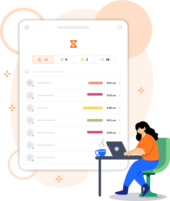 Kobieta rejestrująca czas w aplikacji do zarządzania zasobami ludzkimi.
