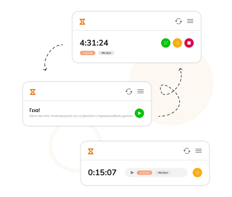 εύκολη διαδικασία με ένα κλικ για να ξεκινήσει η παρακολούθηση χρόνου