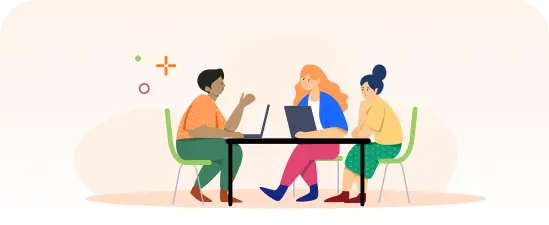 Illustration of people discussing
