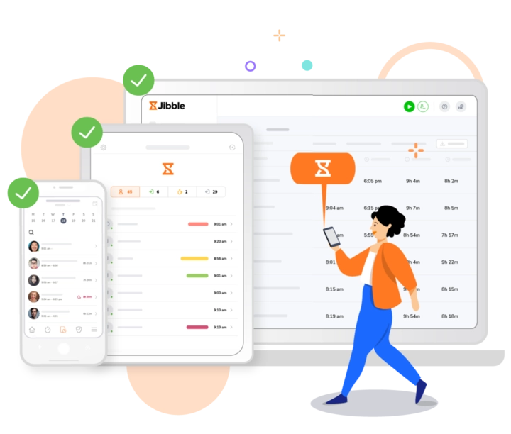 Com o software de controle de horas do Jibble consegue registrar o ponto a partir de qualquer dispositivo