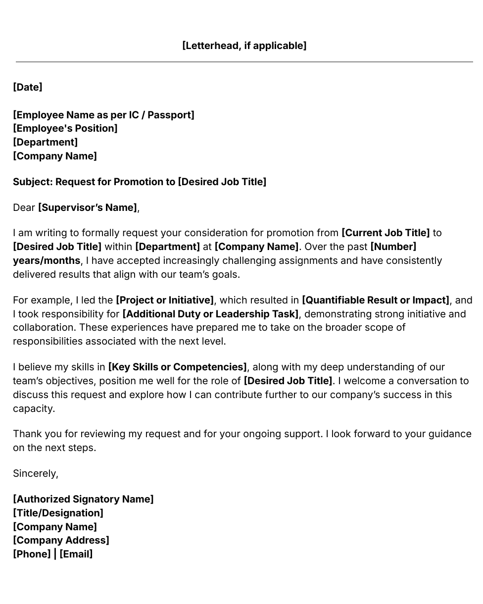 promotion request letter template