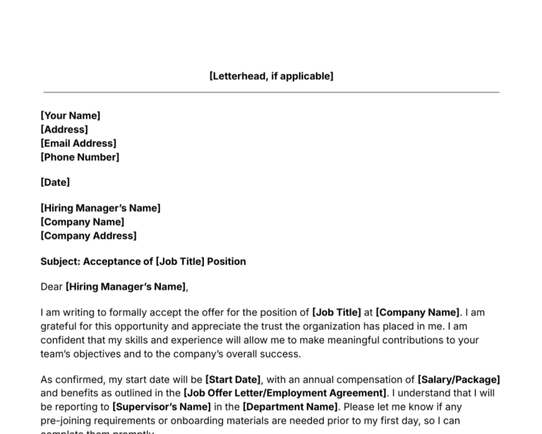 job acceptance letter template thumbnail