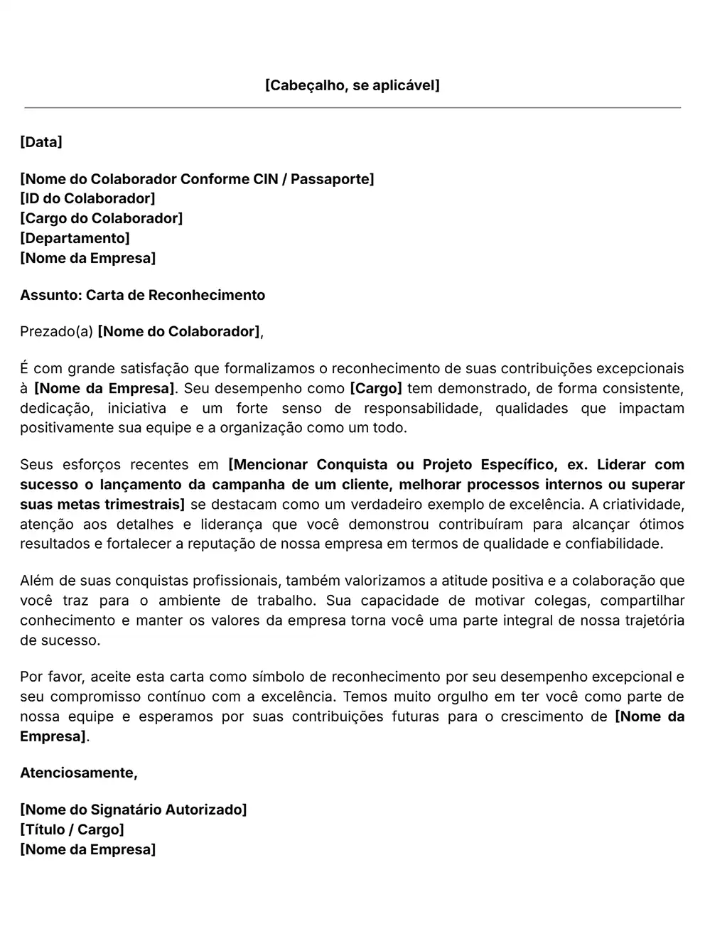 carta de reconhecimento profissional