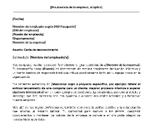 portada Plantilla de carta de reconocimiento a un empleado