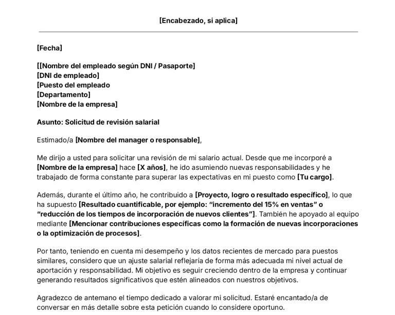 portada Plantilla de carta para solicitar un aumento de salario