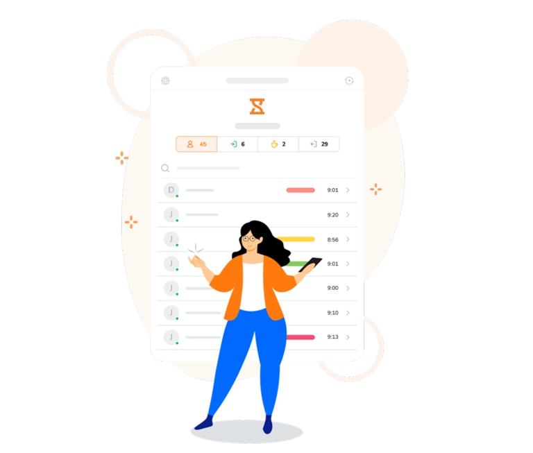 Ilustrasi clock in di aplikasi time tracking arsitek dan engineer