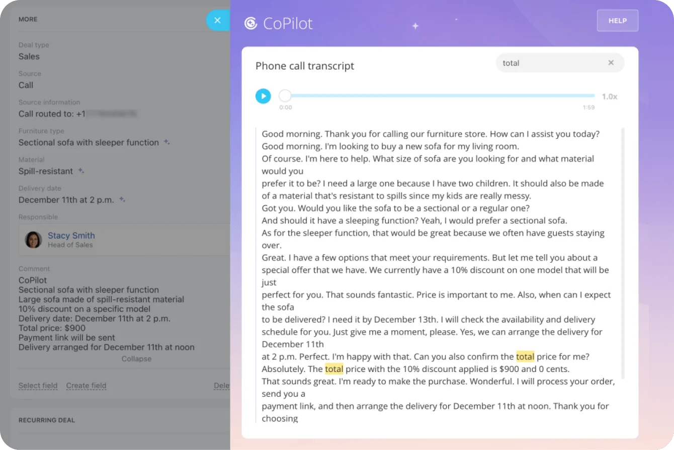CoPilot feature overview of Bitrix24