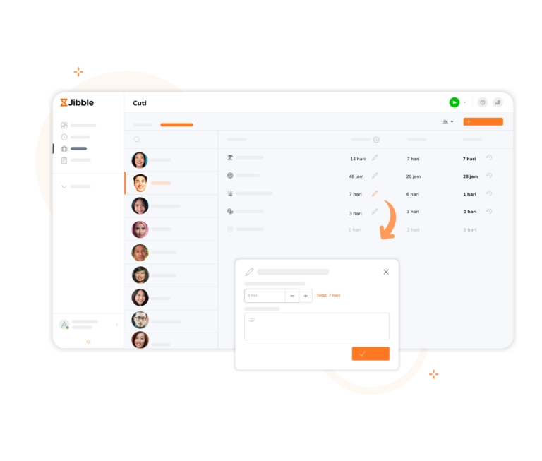 Fitur pelacak paid time off di aplikasi cuti jibble