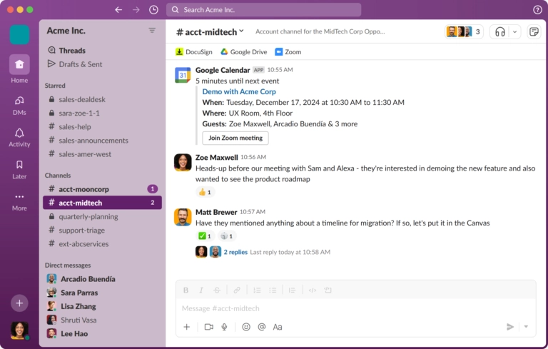Slack untuk saluran penjualan