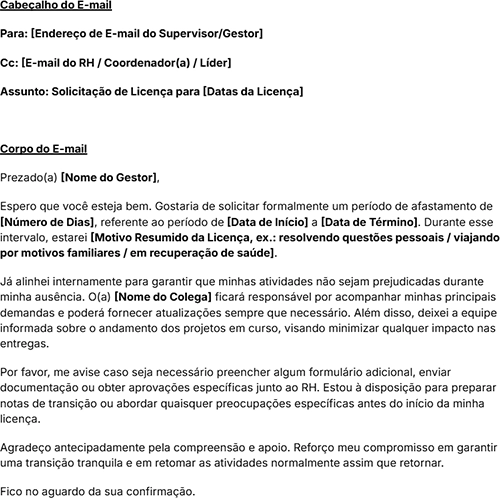 ícone do modelo de e-mail de solicitação de licença