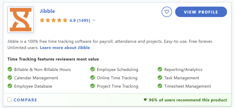 Capterra Ranks Jibble Best Free Time Clock Software in 2025