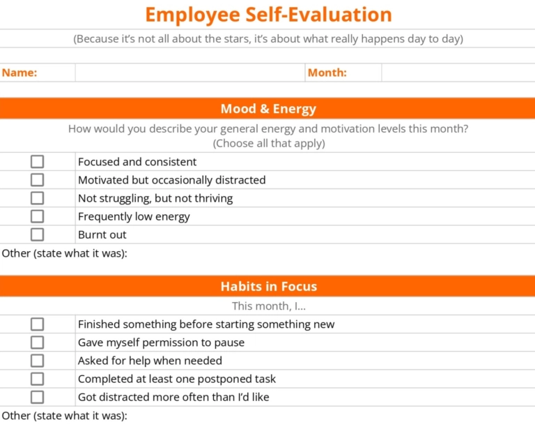 Employee Self-Evaluation Template - Employee Self-Evaluation Template thumbnail