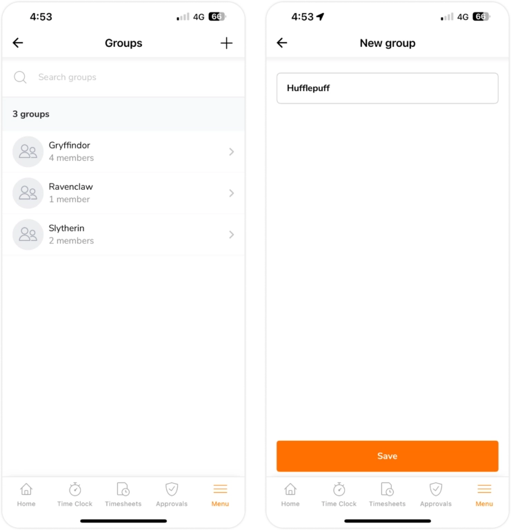 Creating a group on mobile
