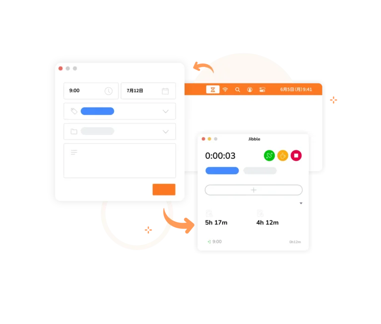 Macパソコンのデスクトップから作業時間を記録