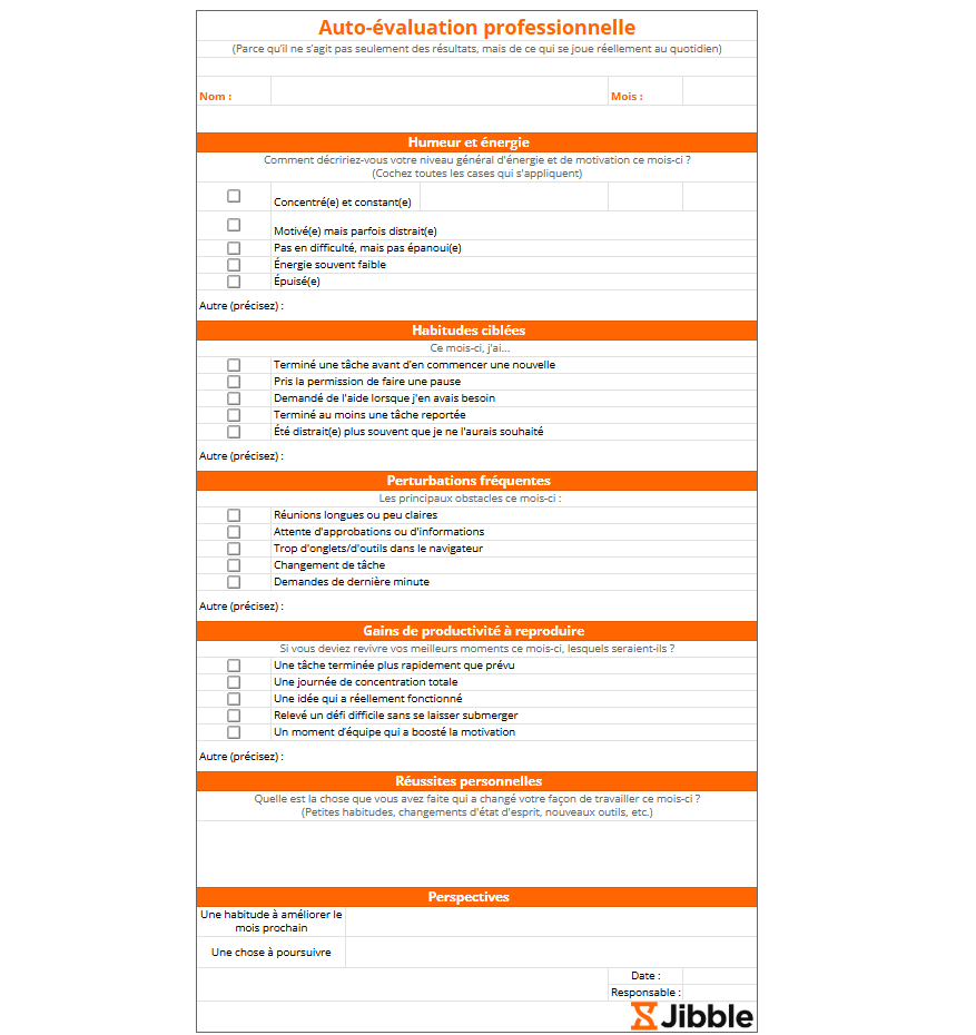 Auto-évaluation professionnelle