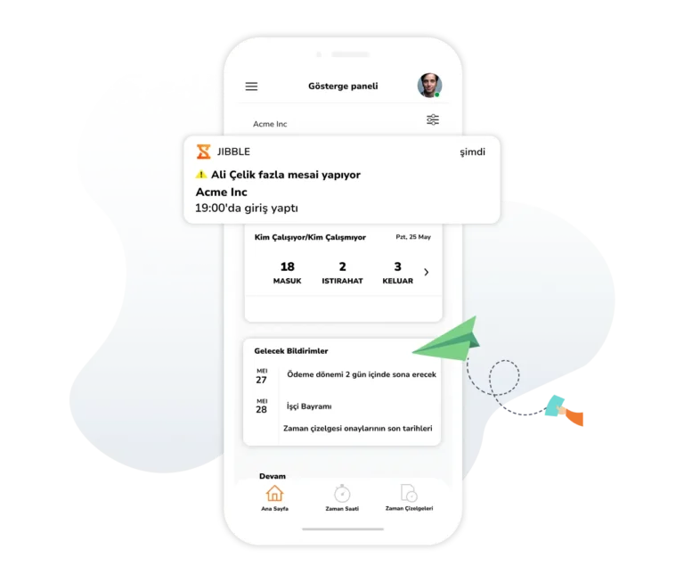 Mobil bildirim fazla mesai - Turkey