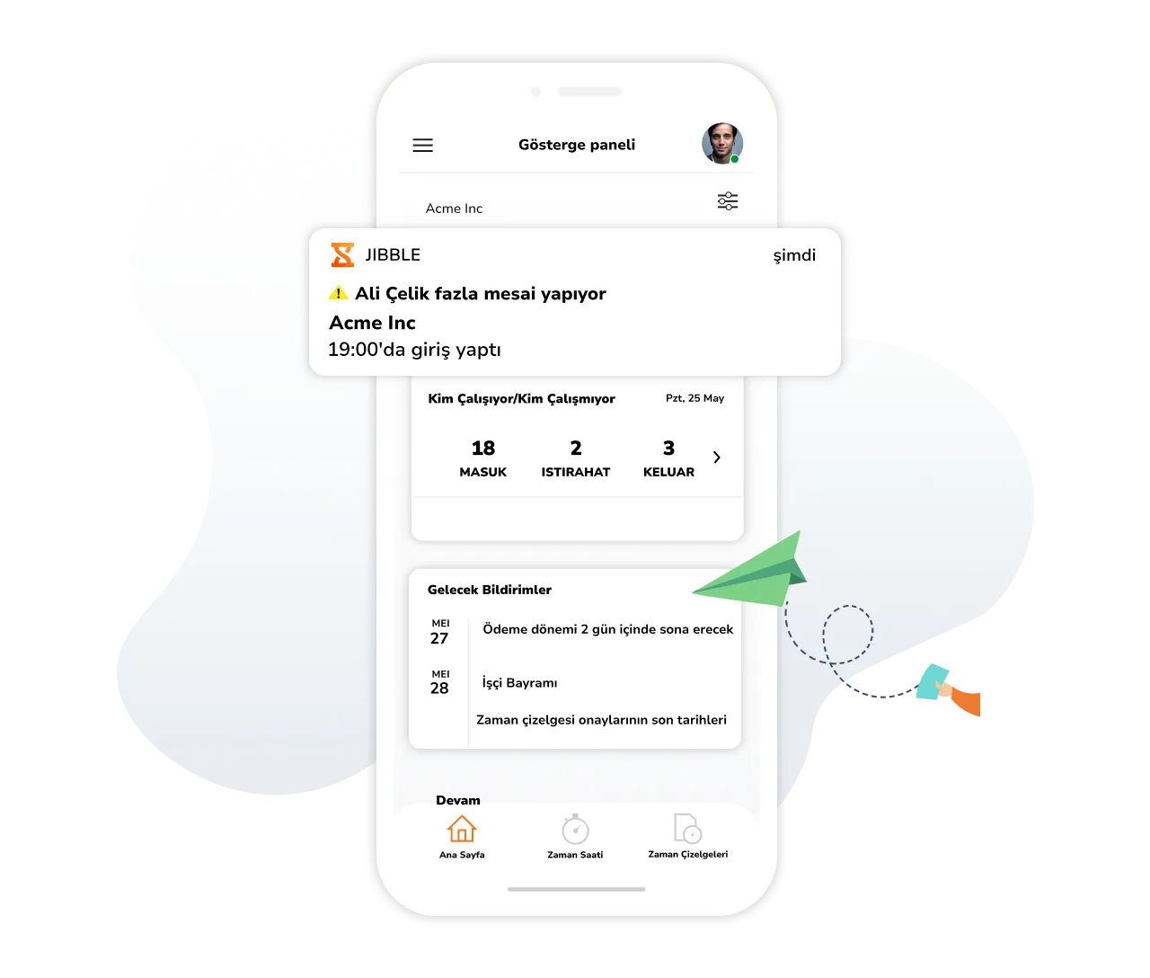 Mobil bildirim fazla mesai - Turkey