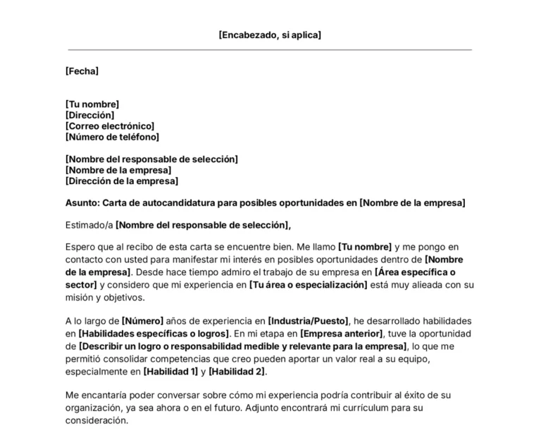 portada Plantilla de carta de autocandidatura