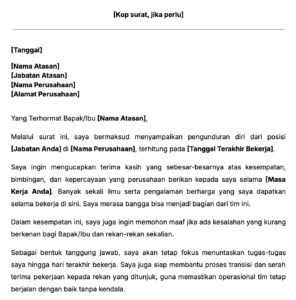 Contoh surat pengajuan resign