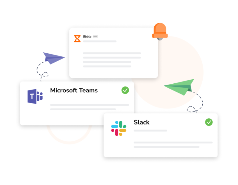 Integrasi Jibble dengan berbagai aplikasi pendukung kerja, seperti Slack dan MS Teams