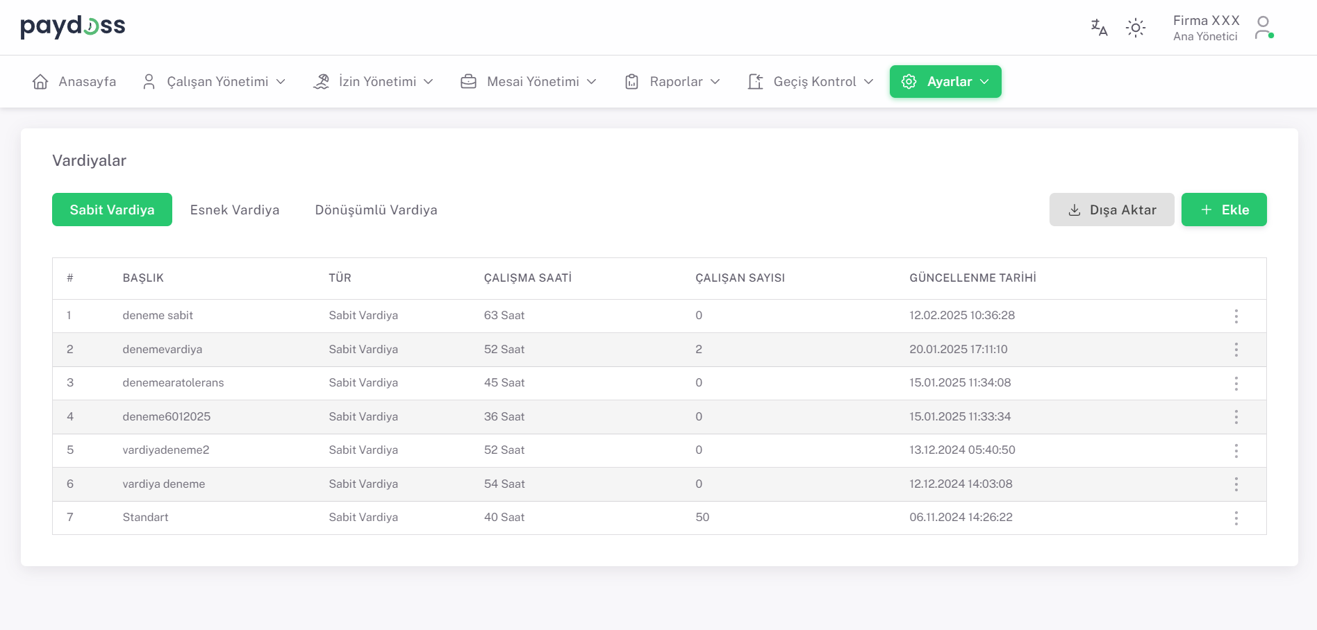 Paydoss mesai takibi