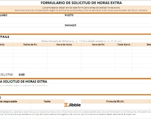 portada solicitud de horas extra formulario plantilla gratis