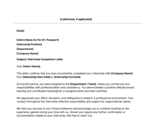 Internship Completion Letter Template thumbnail
