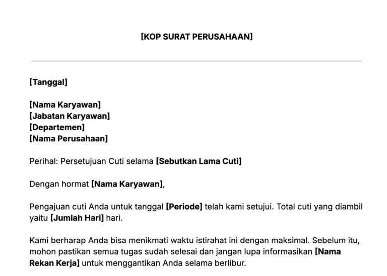 Contoh surat pemberian izin cuti