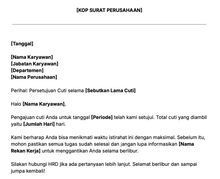 Contoh surat pemberian izin cuti