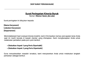 Contoh isi surat teguran karyawan karena performa buruk