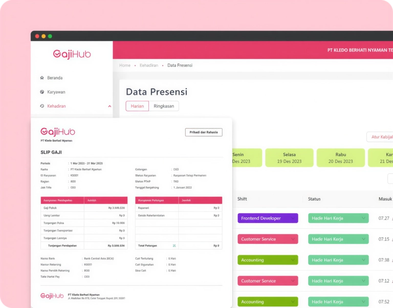 Dasbor Aplikasi Presensi & Payroll GajiHub
