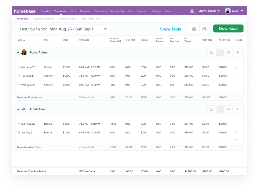 homebase timesheet software