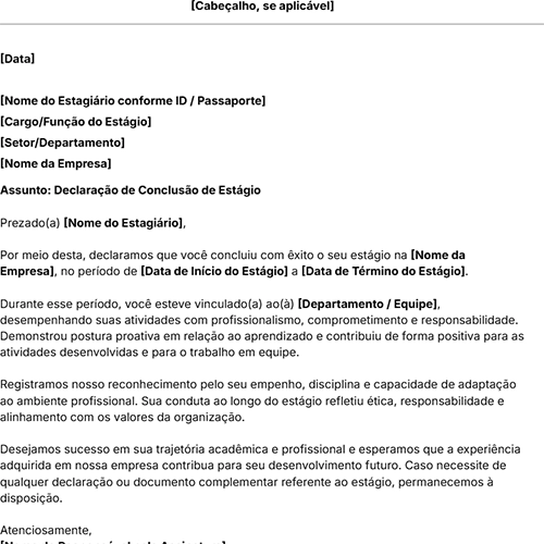 ícone do modelo de declaração de conclusão de estágio
