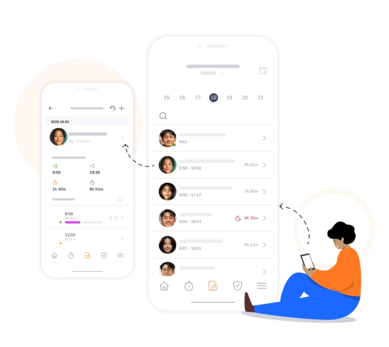 손쉬운 관리가 가능한 모바일용 근무시간표