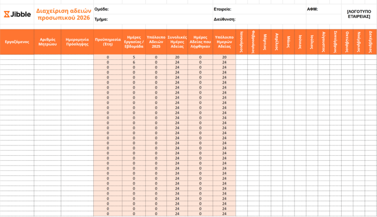 πρότυπο διαχείρισης αδειών προσωπικού