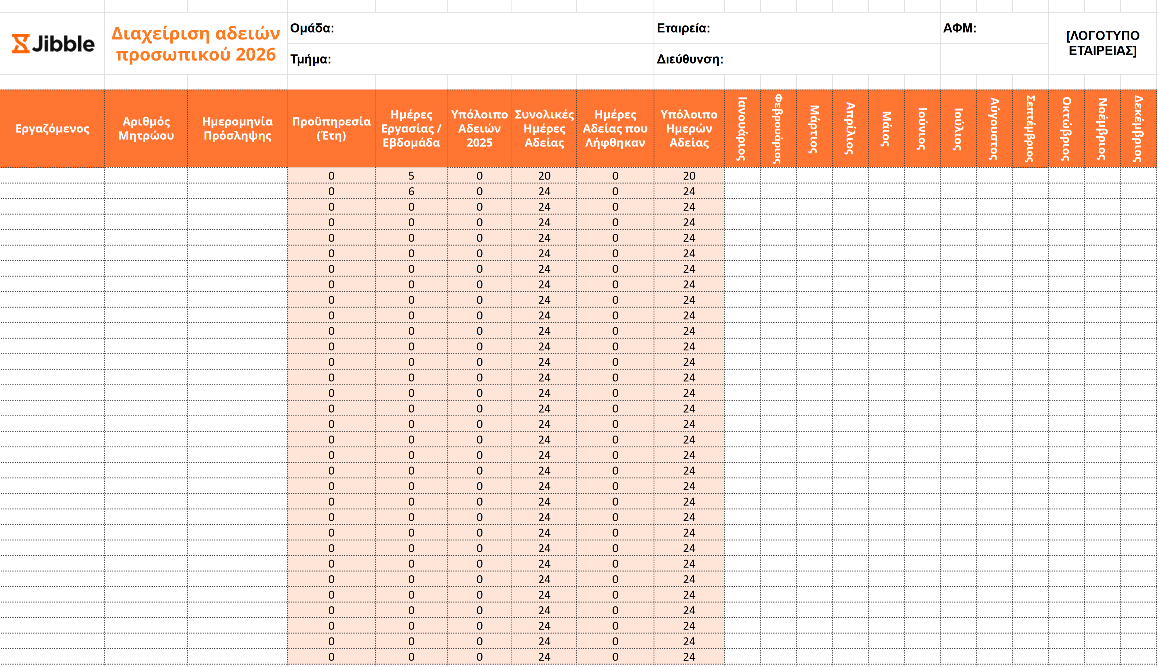 πρότυπο διαχείρισης αδειών προσωπικού